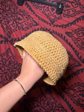 Handmade Mustard Crochet Beanie Hat - Women Accessories